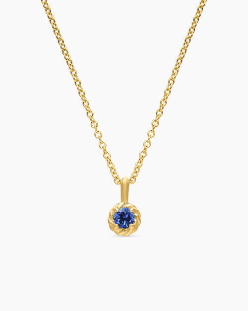 Cable Collectibles® Teen Birthstone Necklace in 18K Yellow Gold with Sapphire, 3mm