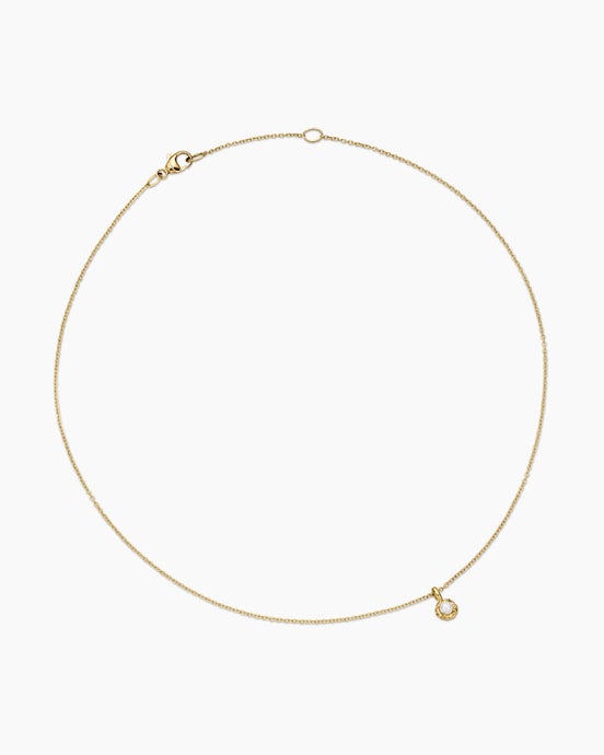 Cable Collectibles® Teen Birthstone Necklace in 18K Yellow Gold with Pearl, 3mm
