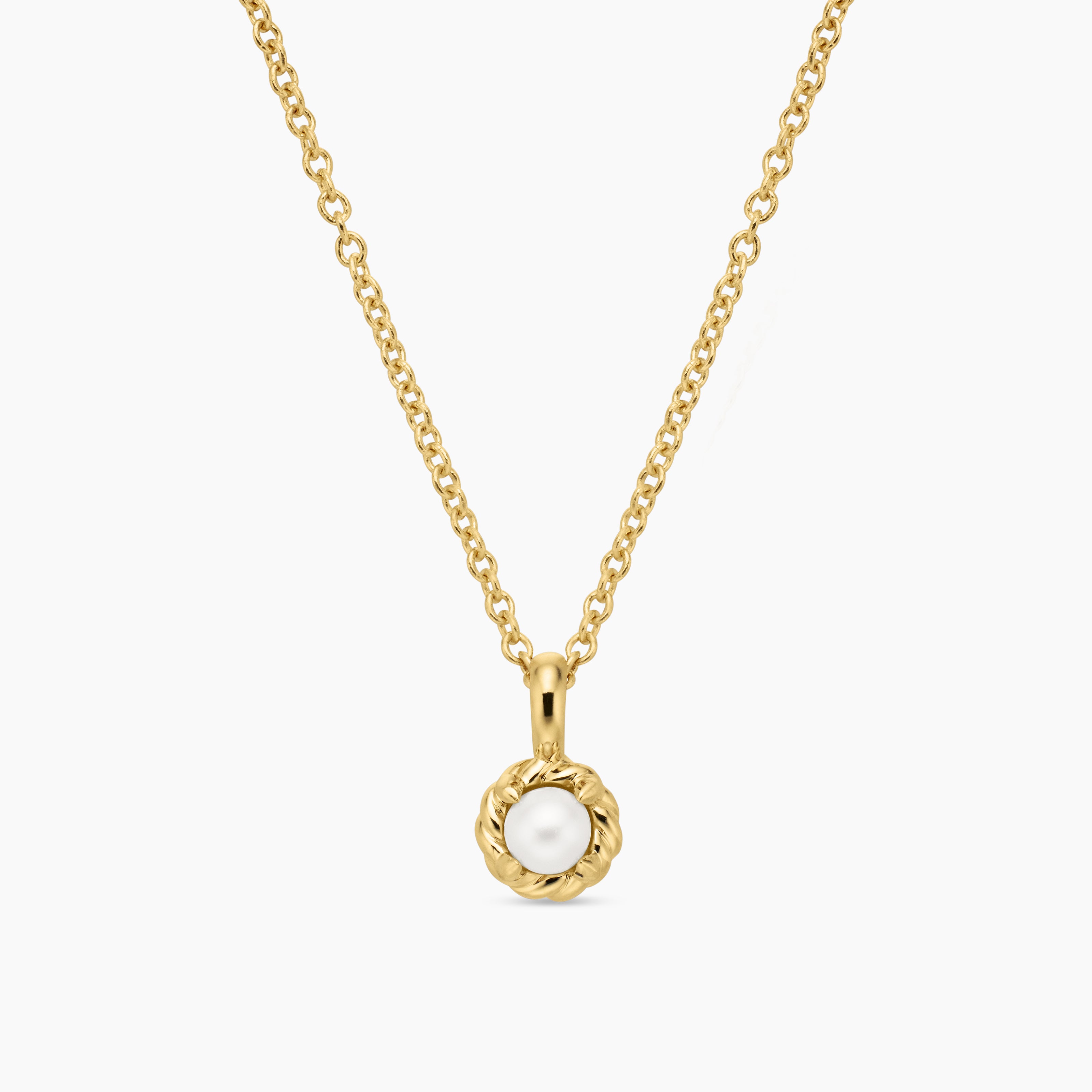 Cable Collectibles&reg; Teen Birthstone Necklace in 18K Yellow Gold with Pearl, 3mm