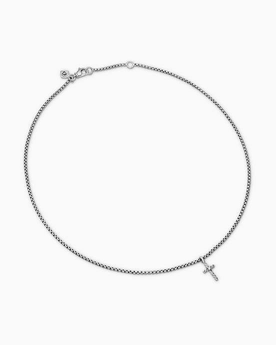 Cable Collectibles® Teen Cross Necklace in Sterling Silver with Centre Diamond