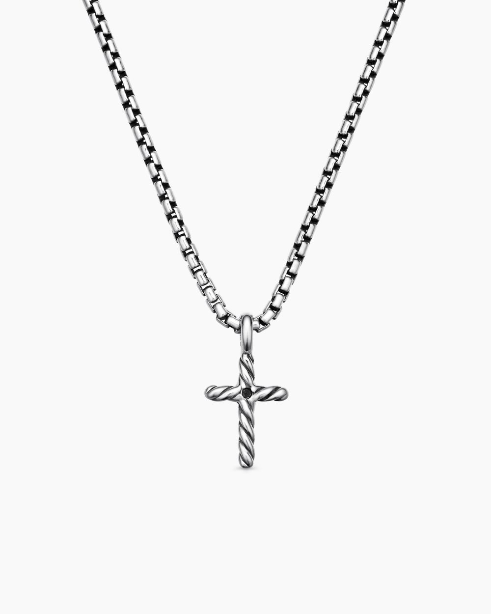 Cable Collectibles® Teen Cross Necklace in Sterling Silver with Centre Diamond