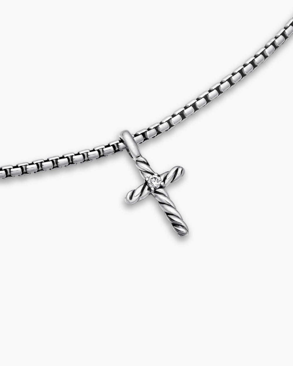 Cable Collectibles® Teen Cross Necklace in Sterling Silver with Centre Diamond