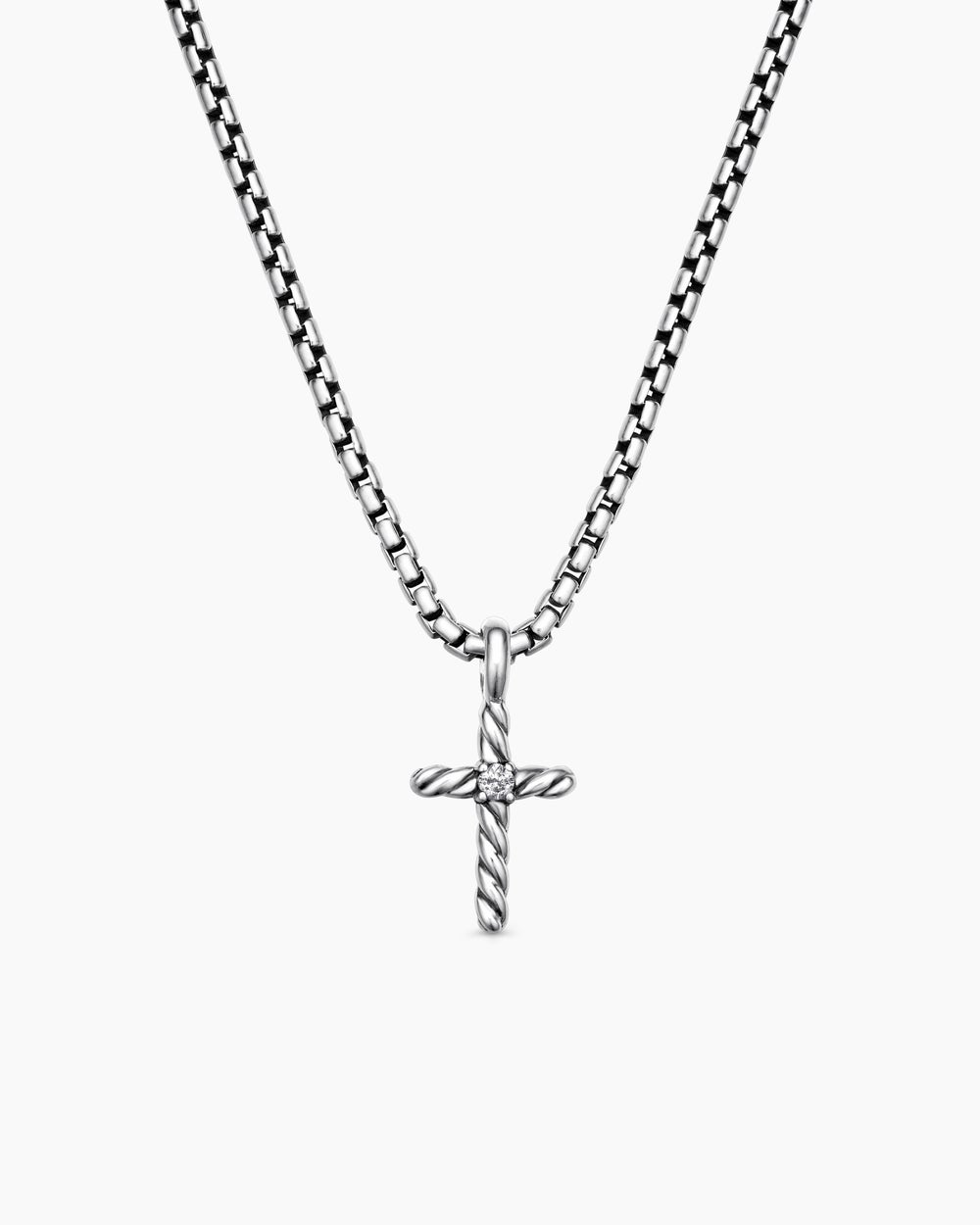 Cable Collectibles® Teen Cross Necklace in Sterling Silver with Centre Diamond