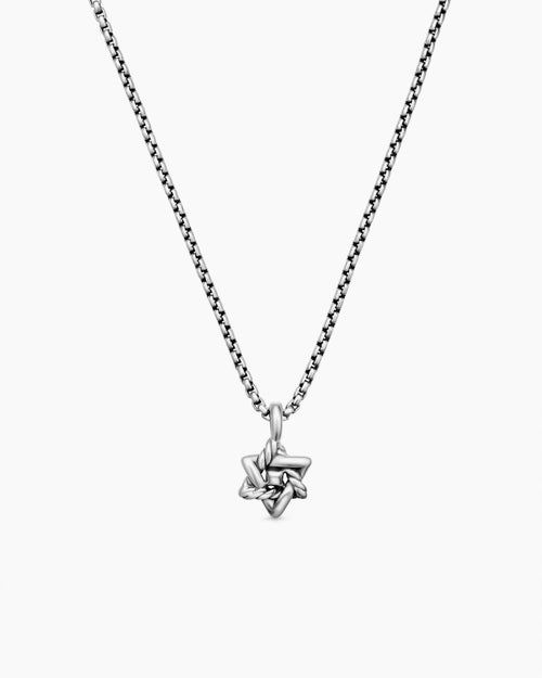 Cable Collectibles® Teen Star of David Necklace in Sterling Silver with Center Diamond