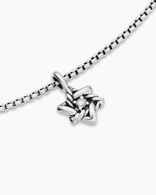 Cable Collectibles® Teen Star of David Necklace in Sterling Silver with Center Diamond