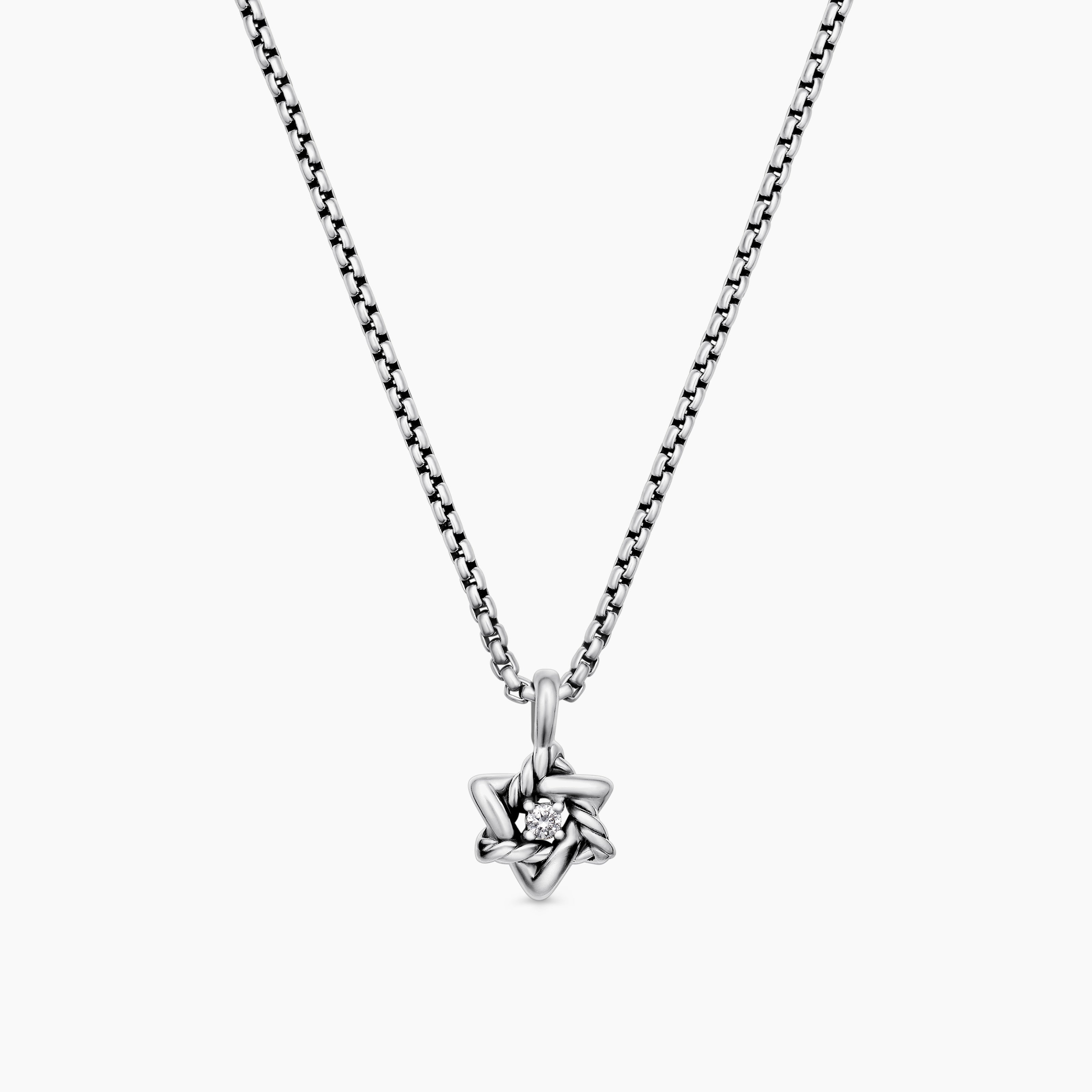 Cable Collectibles&reg; Teen Star of David Necklace in Sterling Silver with Center Diamond