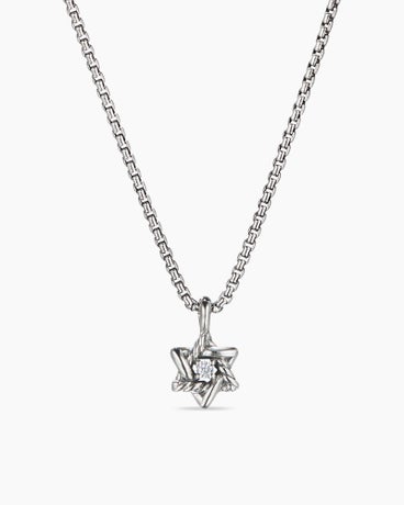 Cable Collectibles® Kids Star of David Necklace in Sterling Silver with Center Diamond