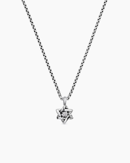 Cable Collectibles® Teen Star of David Necklace in Sterling Silver with Center Diamond