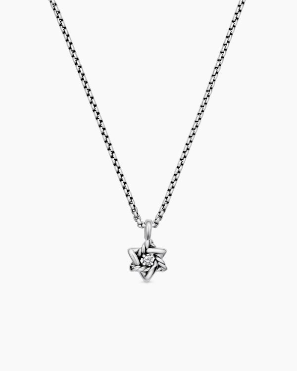 Cable Collectibles® Teen Star of David Necklace in Sterling Silver with Center Diamond