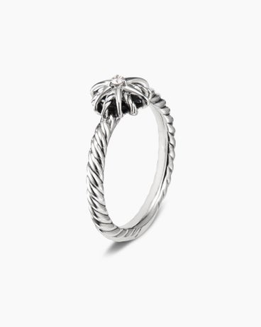 Starburst Kids Ring in Sterling Silver with Center Diamond, 8mm
