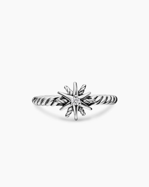 Starburst Teen Ring in Sterling Silver with Center Diamond, 8mm