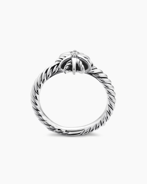 Starburst Teen Ring in Sterling Silver with Center Diamond, 8mm