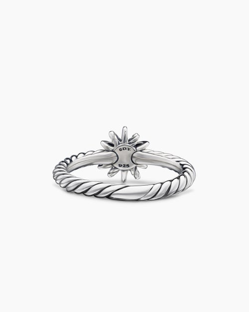 Starburst Teen Ring in Sterling Silver with Center Diamond, 8mm
