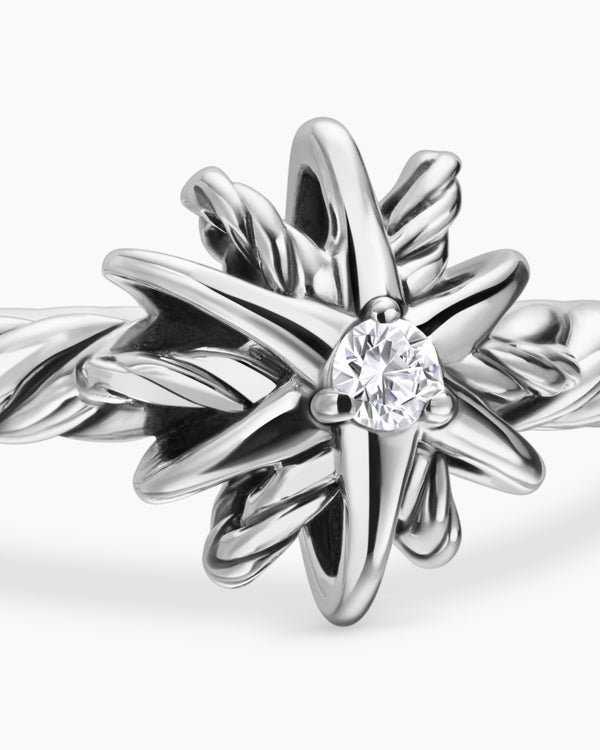 Starburst Teen Ring in Sterling Silver with Diamond, 8mm