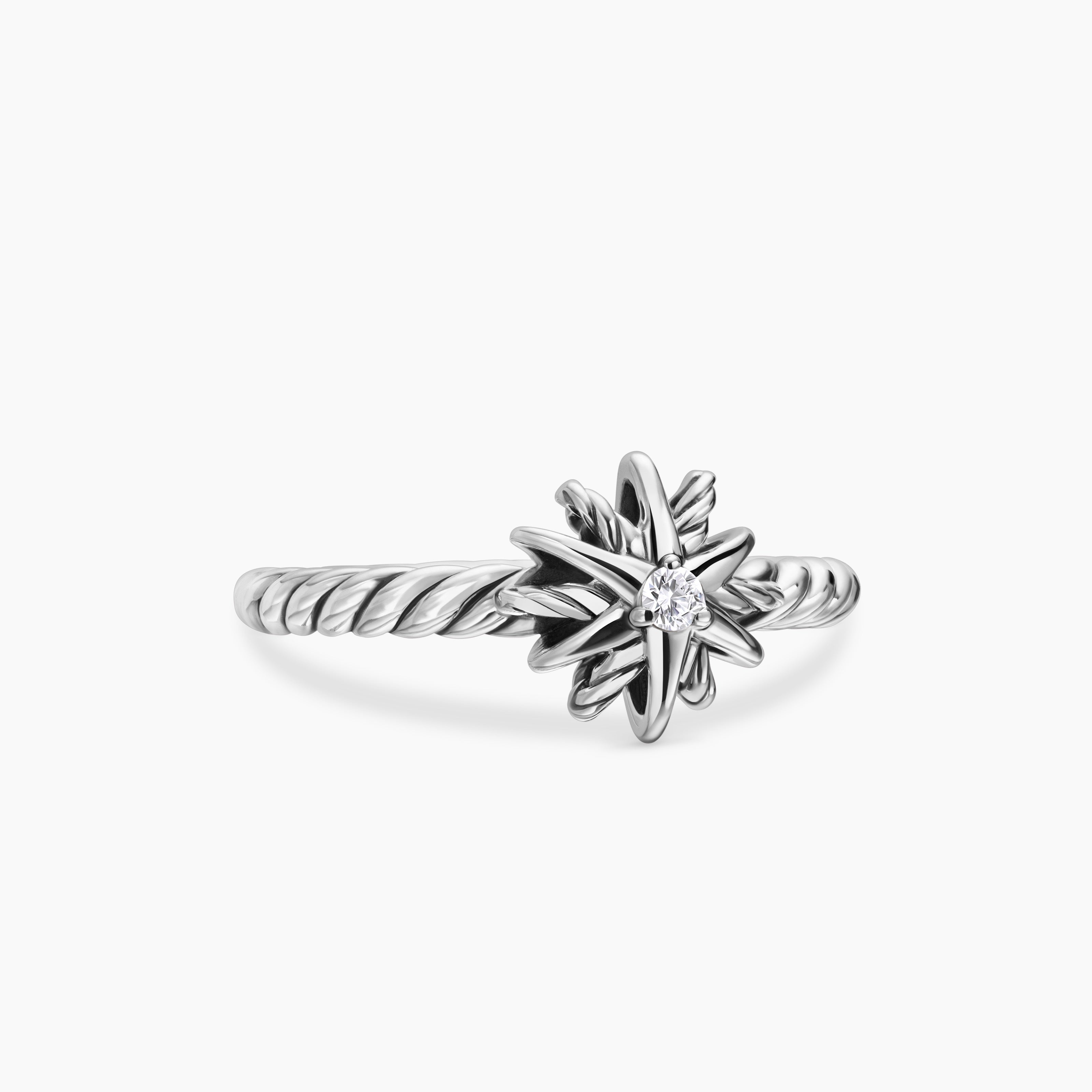 Starburst Teen Ring in Sterling Silver with Diamond, 8mm
