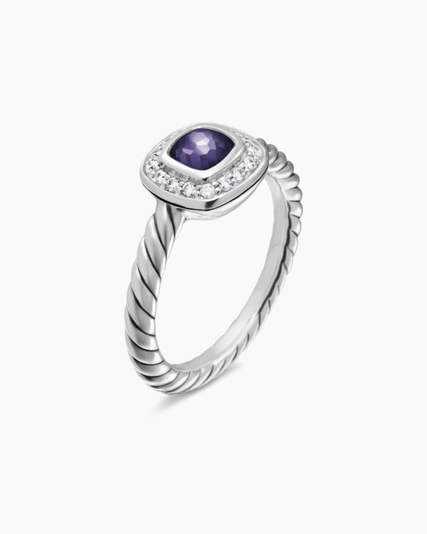 Albion® Kids Ring in Sterling Silver with Black Orchid and Diamonds, 4mm