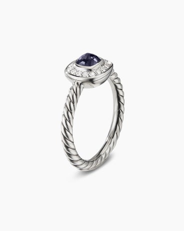 Albion® Kids Ring in Sterling Silver with Black Orchid and Diamonds, 4mm