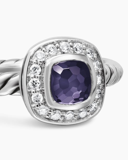 Albion® Teen Ring in Sterling Silver with Black Orchid and Diamonds, 4mm