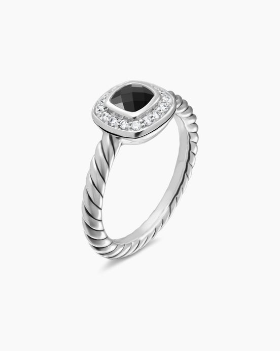 Albion® Kids Ring in Sterling Silver with Black Onyx and Diamonds, 4mm