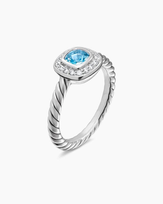 Albion® Kids Ring in Sterling Silver with Blue Topaz and Diamonds, 4mm