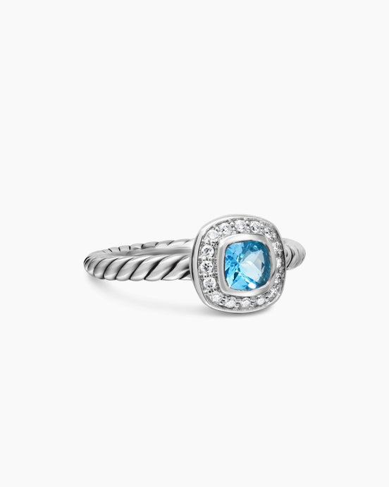 Albion® Kids Ring in Sterling Silver with Blue Topaz and Diamonds, 4mm