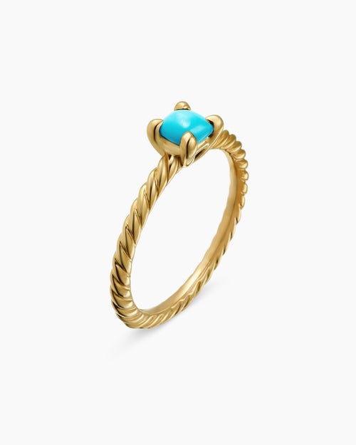 Chatelaine® Teen Ring in 18K Yellow Gold with Turquoise, 4mm