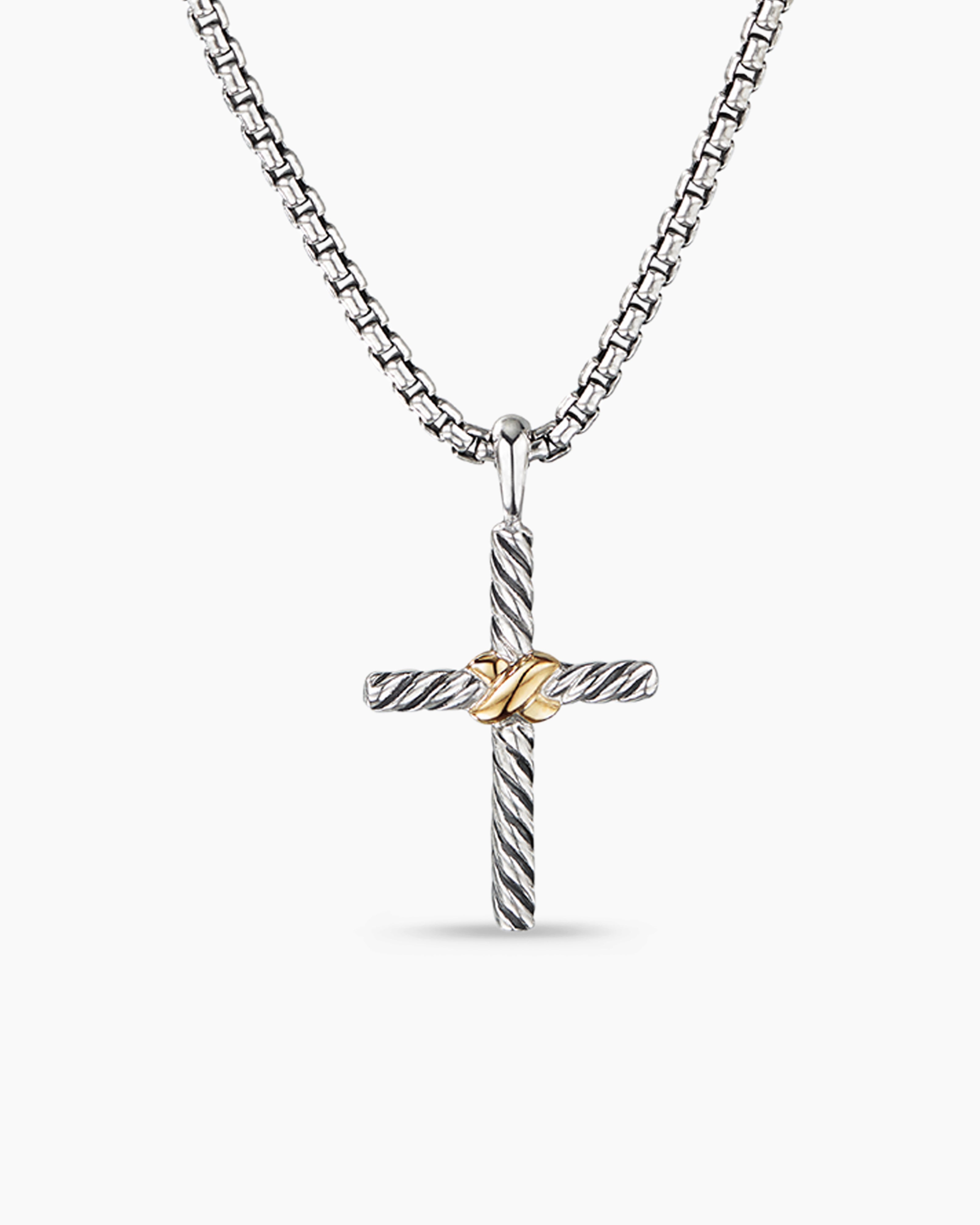 Deco Cross Pendant in Sterling Silver with Black Diamonds, 34mm | David  Yurman