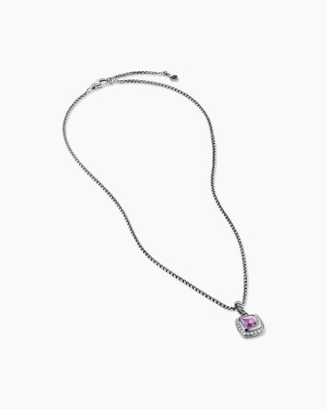 Petite Albion® Pendant Necklace in Sterling Silver with Amethyst and Diamonds, 7mm