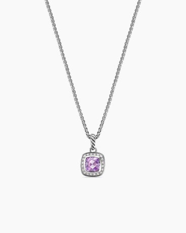 Petite Albion® Pendant Necklace in Sterling Silver with Amethyst and Diamonds, 7mm