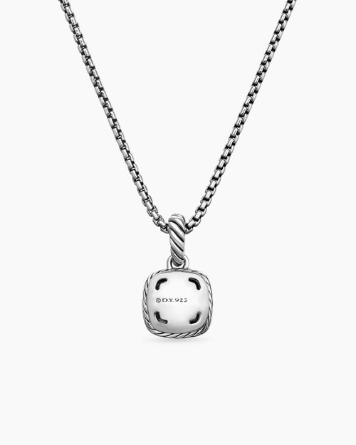 Womens Petite Albion® Pendant Necklace in Sterling Silver with Black Onyx and Diamonds, 7mm