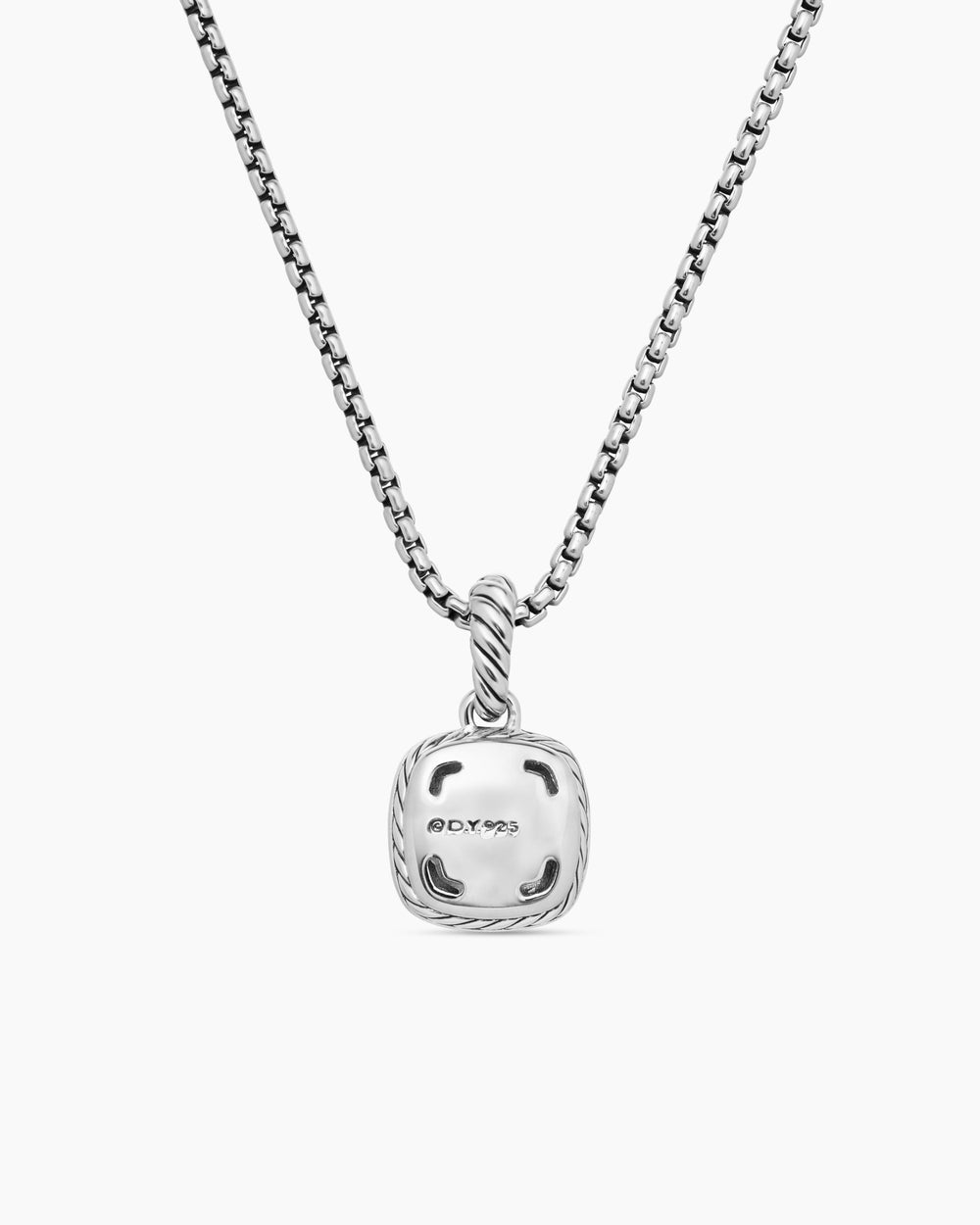Womens Petite Albion® Pendant Necklace in Sterling Silver with Blue Topaz and Diamonds, 7mm