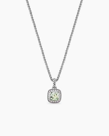 Petite Albion® Pendant Necklace in Sterling Silver with Prasiolite and Diamonds, 7mm
