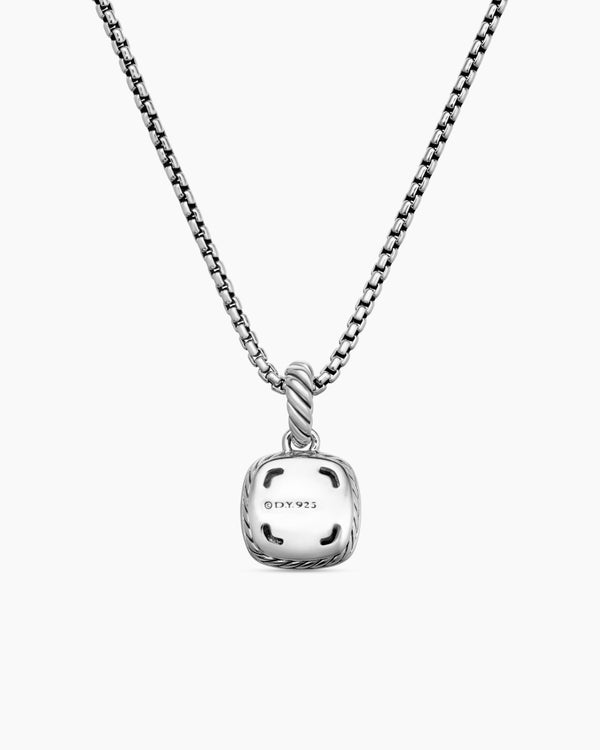Collier à pendentif Albion® de petite taille en argent massif avec topaze blanche et diamants, 7 mm