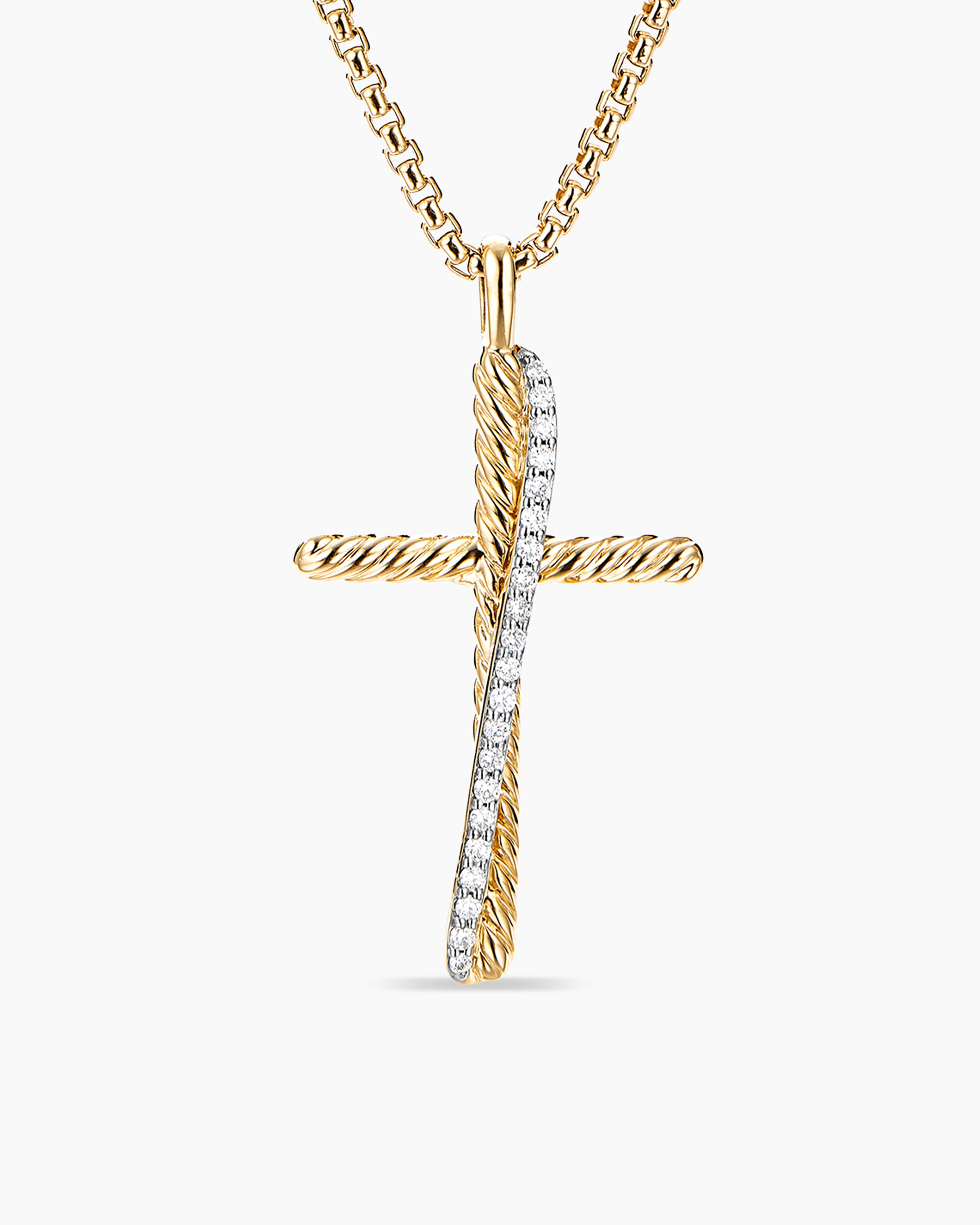 David Yurman Crossover Cross Necklace with Sterling Silver and 18K Yel –  NAGI