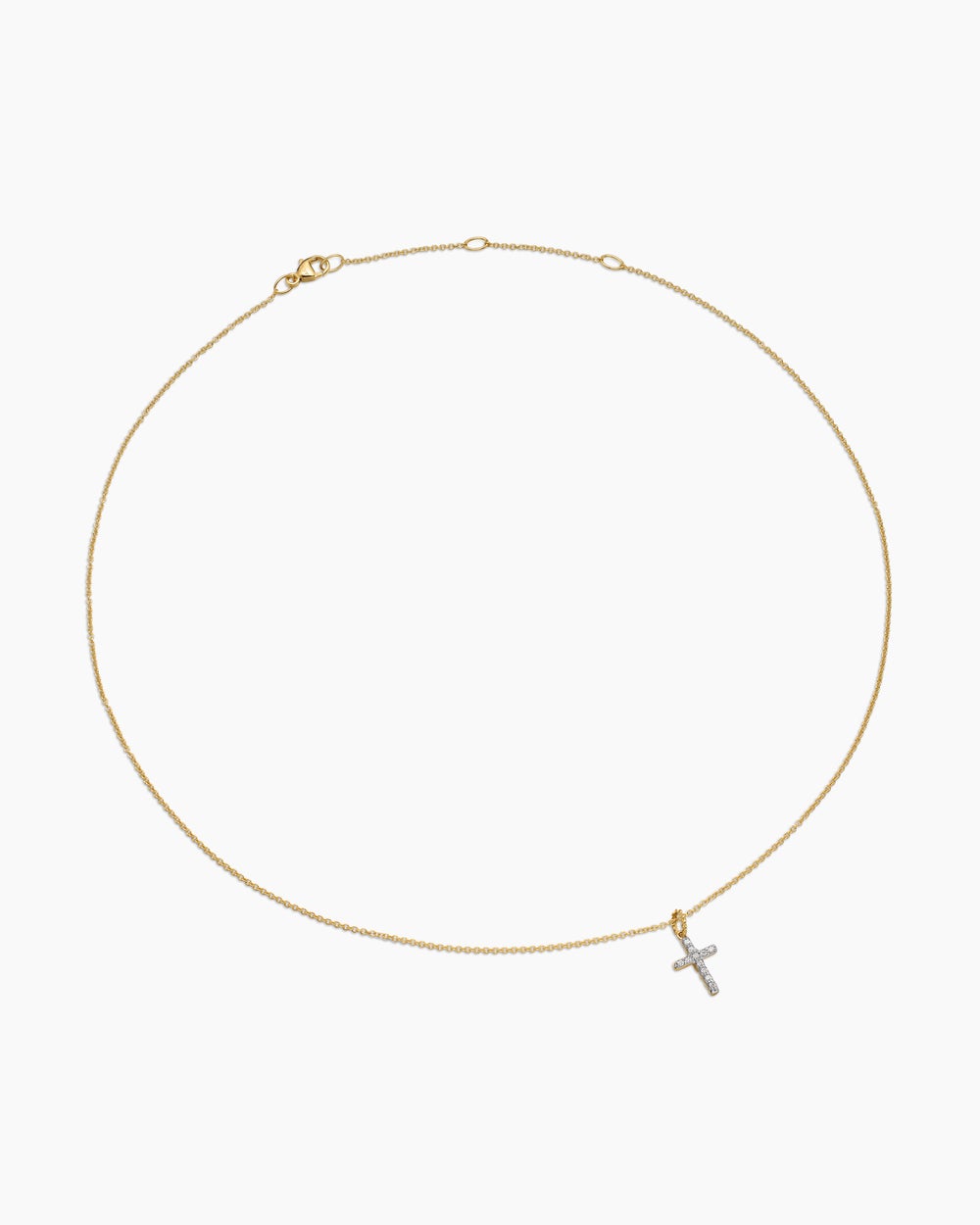 Womens Cable Collectibles® Cross Necklace in 18ct Yellow Gold with Diamonds, 17mm