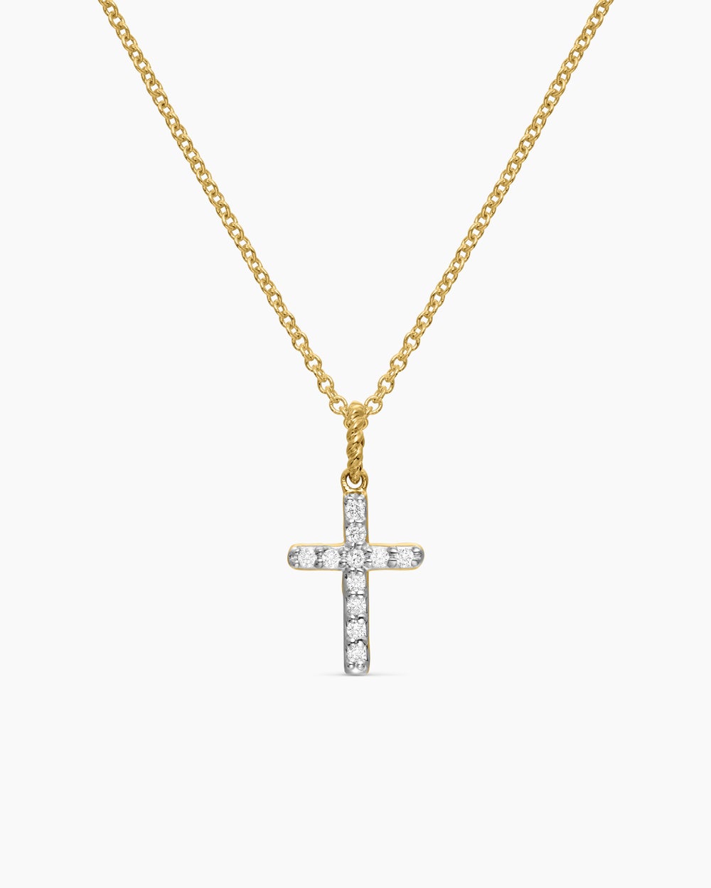 Womens Cable Collectibles® Cross Necklace in 18ct Yellow Gold with Diamonds, 17mm
