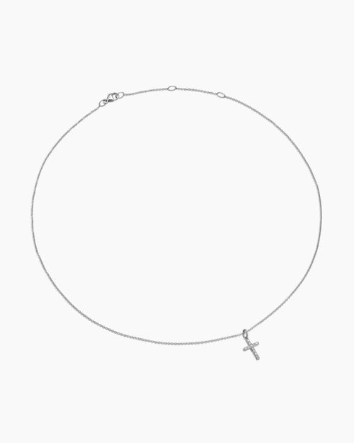 Womens Cable Collectibles® Cross Necklace in 18ct White Gold with Diamonds, 17mm