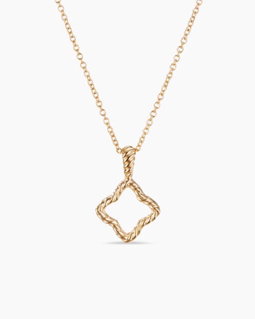 Cable Collectibles® Quatrefoil Necklace in 18K Yellow Gold with Diamonds, 17.5mm