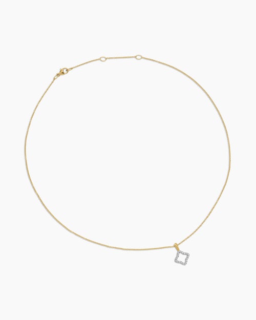 Womens Cable Collectibles® Quatrefoil Necklace in 18K Yellow Gold with Diamonds, 17.5mm