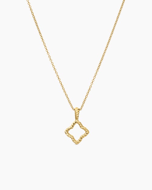 Womens Cable Collectibles® Quatrefoil Necklace in 18K Yellow Gold with Diamonds, 17.5mm