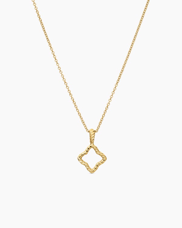 Cable Collectibles® Quatrefoil Necklace in 18K Yellow Gold with Diamonds, 17.5mm