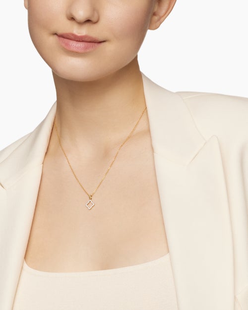 Collier Cable Collectibles® Quatrefoil en or jaune 18 carats avec diamants, 17,5 mm femmes