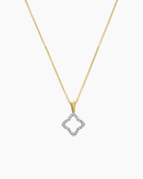 Collier Cable Collectibles® Quatrefoil en or jaune 18 carats avec diamants, 17,5 mm femmes