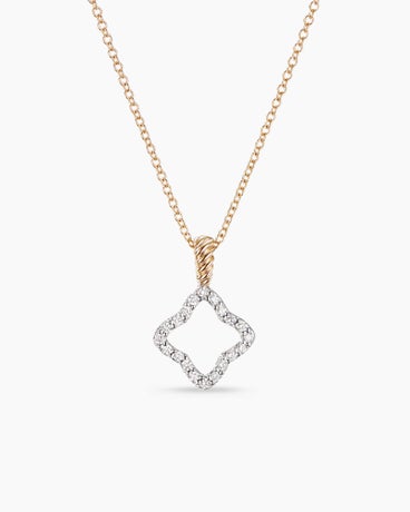 Cable Collectables® Quatrefoil Necklace in 18K Yellow Gold with Diamonds, 17.5mm
