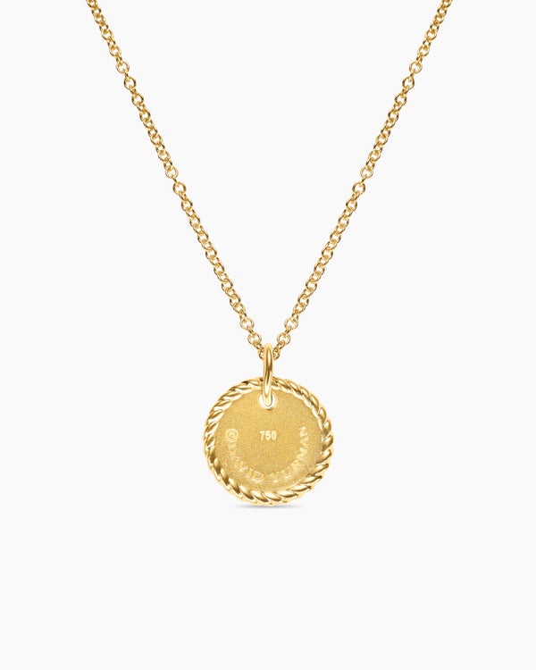 Initial Charm Necklace in 18K Yellow Gold with Diamond A