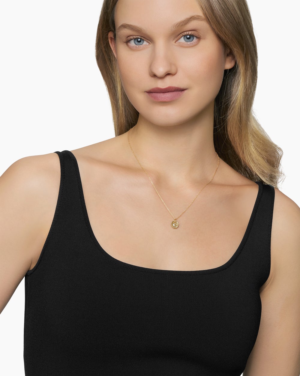 Womens Initial Charm Necklace in 18ct Yellow Gold with Diamond C