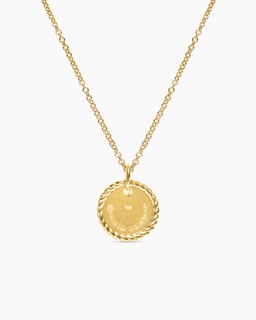 Womens Initial Charm Necklace in 18K Yellow Gold with Diamond E