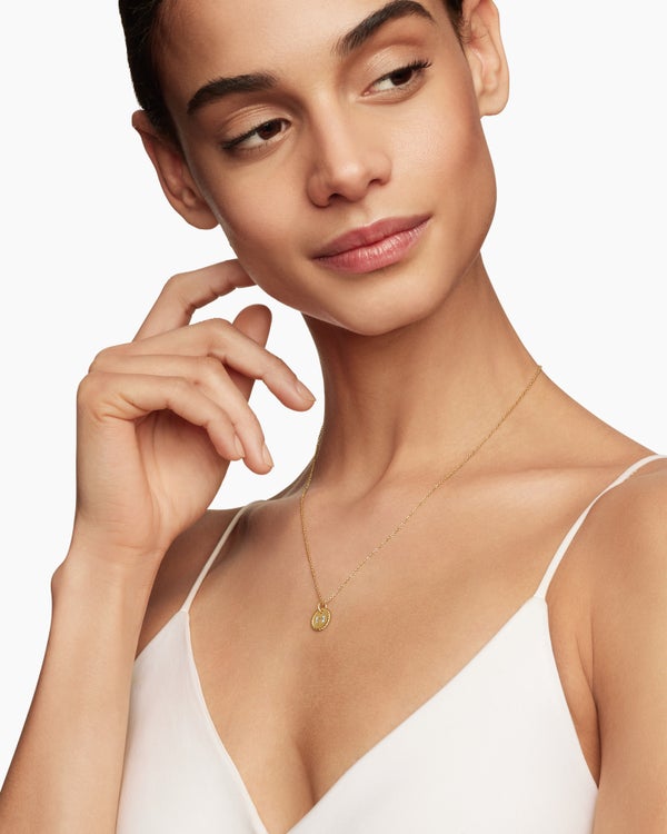 Initial Charm Necklace in 18K Yellow Gold with Diamond H