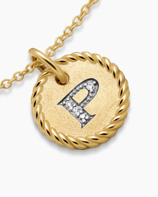 Initial Charm Necklace in 18ct Yellow Gold with Diamond P