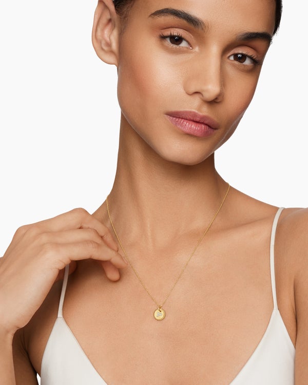 Initial Charm Necklace in 18ct Yellow Gold with Diamond P